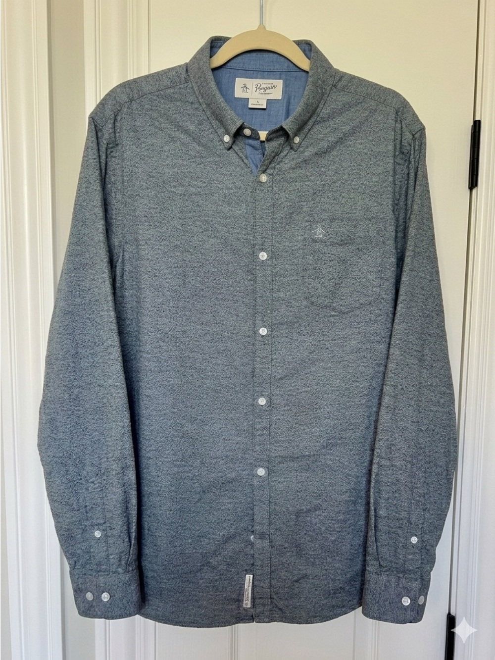 Original Penguin Heather Gray Button-Down Long Sleeve Shirt